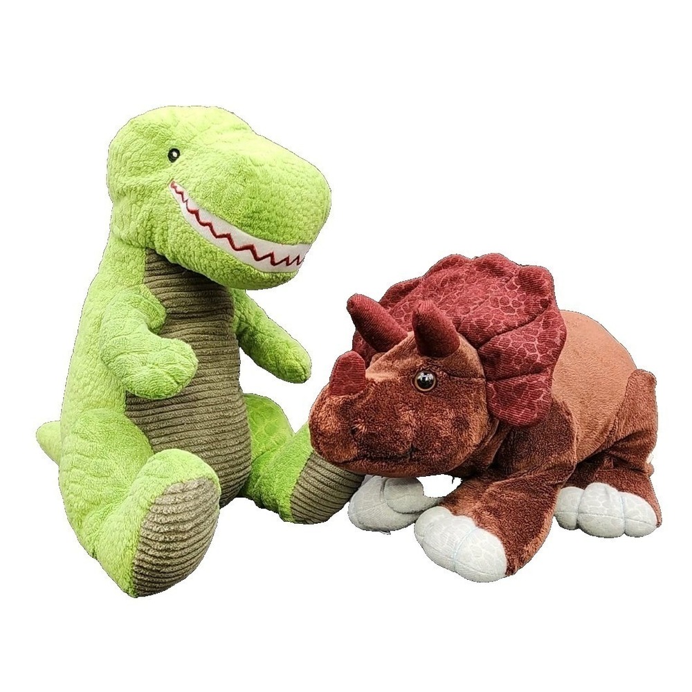 Kohl's Cares Dinosaur Plush Set Green T-Rex Brown Triceratops Stuffed Animal Lot